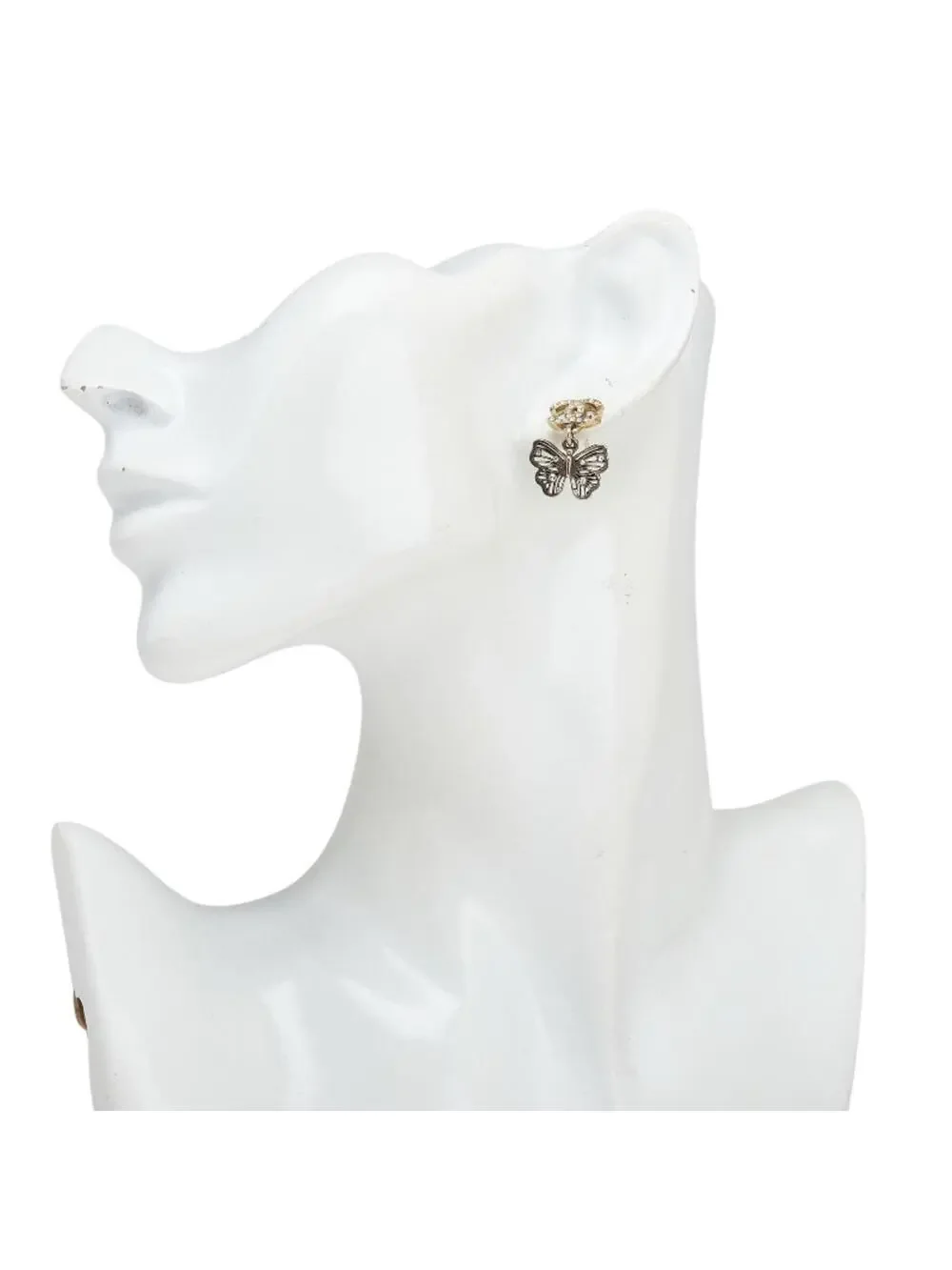 Chanel Cc Logo Stud Butterfly Earrings #215636C78B